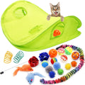 18 Cat Toys Assortments - Teaser Wand, Interactive Bell Toy, Sparkle Balls for Kitten, Puppy, Kitty (With Hide Seek Toy)