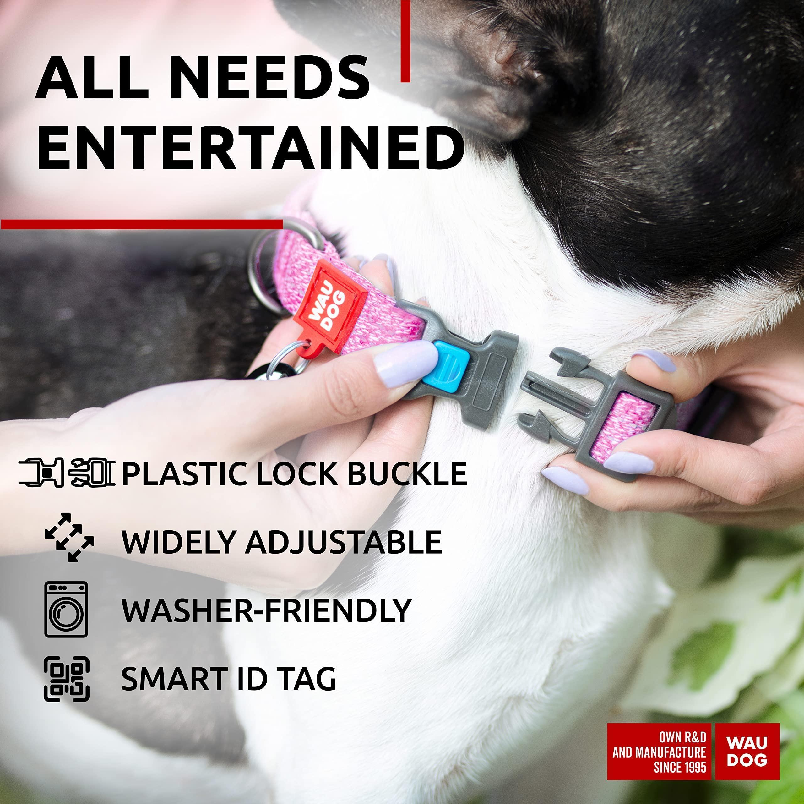 Reflective Cotton Dog Collar Eco Friendly Alt to Nylon Collar 10 16 in Neck X