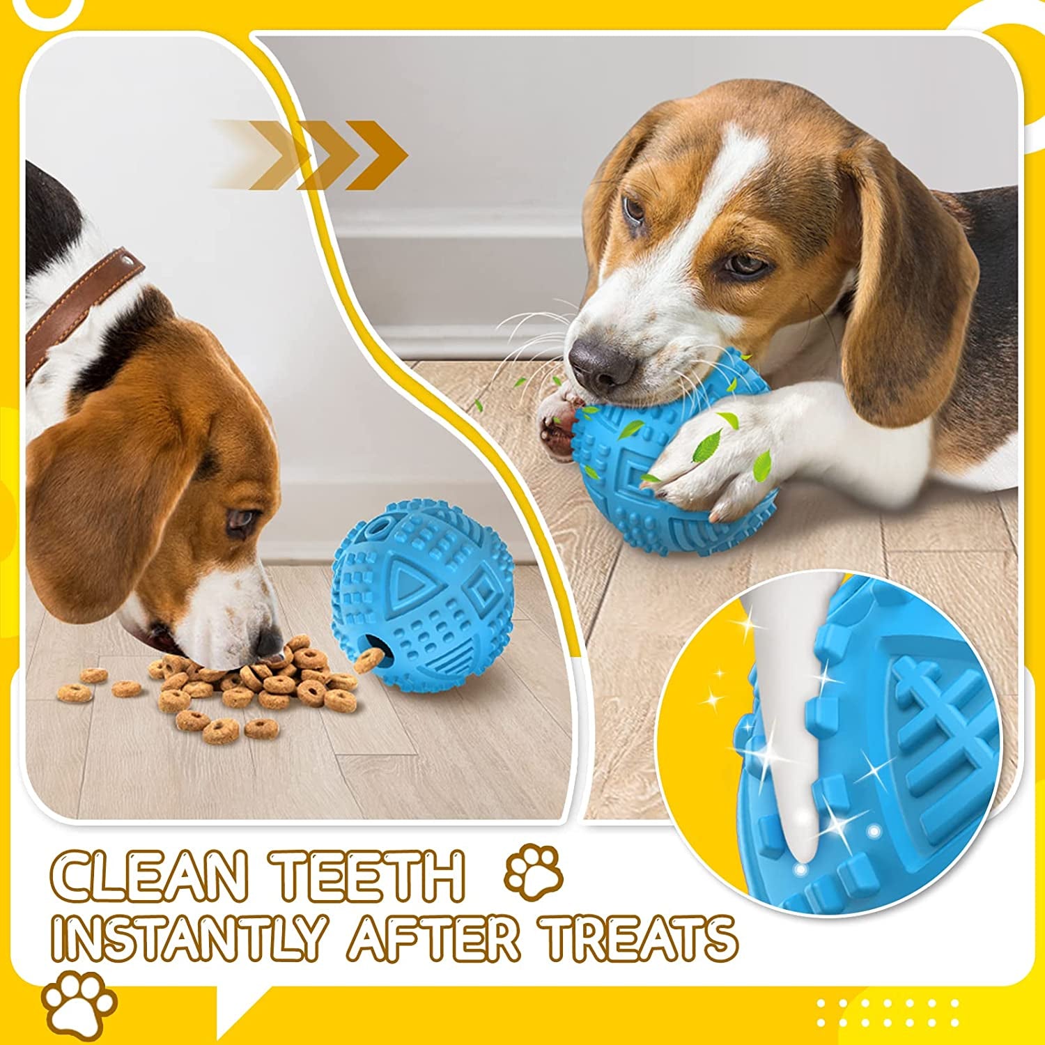 Dog Balls Treat Dispensing Dog Toys for Aggressive Chewers Large Breed, Nearly Indestructible Squeaky Puppy Chew Toys for Largebreeds, Natural Rubber Doggie Puzzle Toys, Pet Treat Ball